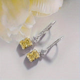 Yellow Citrine Drop Earrings for Engagement Wedding Women Jewelry - Genuine - Gemstone