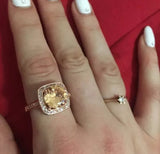 Princess Zircon Gemstones Ring 18K Rose Gold Engagement Jewelry