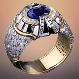 Luxury Natural Royal Blue Ring Men Jewelry Engagement Anniversary