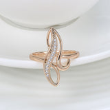 Natural White Zircon Ring For Women 585 Gold Wedding Party Jewelry