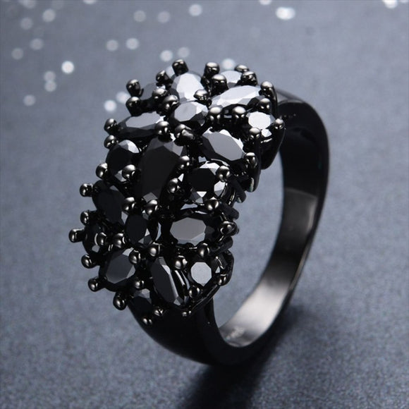 Vintage Black Inlaid Zircon Ring For Women Wedding Jewelry