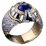 Luxury Natural Royal Blue Ring Men Jewelry Engagement Anniversary