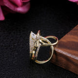 Luxury Gold Twist Ring Zircon Women Wedding Jewelry
