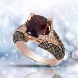 Unique Red Moissanite Ring 10k Rose Gold Engagement for Women Jewelry