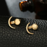 Round Golden Moon Stud Earrings for Women Anniverssary Jewelry