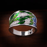 Inlaid Green Flower Zircon Ring 925 Silver for Women Wedding Jewelry