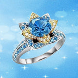 Luxury Aquamarine Inlaid Ring Gift for Women  Anniverssary Jewelry