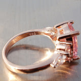 Princess Pink Zircon Women Ring Wedding Rose Gold Party Jewellery