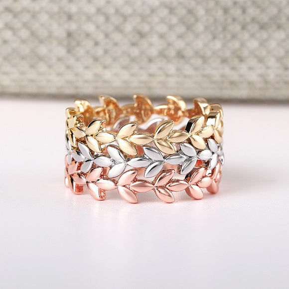 Rose Gold Leaves Ring for Women Party Jewelry