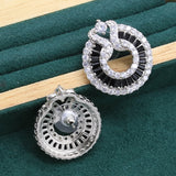 Luxurious Black Crystal Jewelry Set For Women Silver Birthday Jewelry
