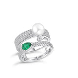 Natural Pearl Green Ring Freshwater For Women Wedding Jewelry