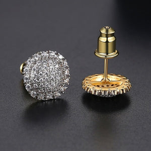 Unique Punk Iced Zircon Stud Earrings for Women Gold Wedding Jewelry