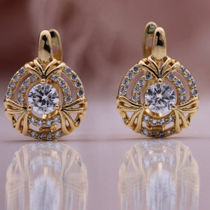Natural Dark Blue Sapphire Drop Earrings Women 585 Rose Gold Jewelry