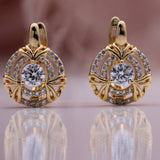 Natural Zircon Dark Blue Drop Earrings Women 585 Rose Gold Jewelry