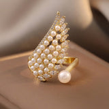 Luxury Wing Angel Pearl Ring For Women Wedding Anniverssary Jewelry