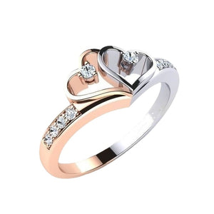 Natural Heart Two-Tone Ring White Sapphire Women Jewelry