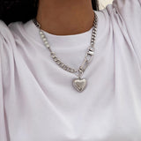 Punk Heart Pendant Necklace for Women Chain Jewelry Gift