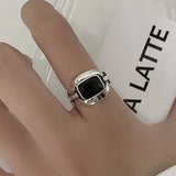 Hollow Silver Rock Rings for Women Anniverssary Party Jewelry
