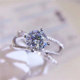 Shiny Fancy Zircon Cross Ring for Women Bridal Wedding Jewelry