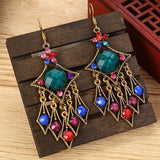 Ethnic Carved Gold Hollow Earrings Women Flower Wedding Jewelry
