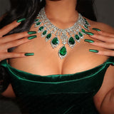 Vintage Green Emerald Jewelry Set For Women Wedding Jewelry Party Gift