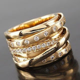 Multilayer Inlaid Zircon Ring for Women Party Jewelry