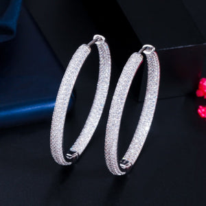 Big Round Double Hoop Earrings Gold Zircon for Women Jewelery