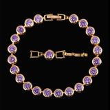  Purple Amethyst Gemstones Bracelets Gold Link Chain for Women Jewelry