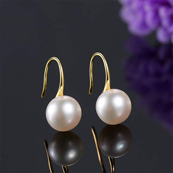 White 8-9mm Freshwater Hook Pearl Earrings For Women Jewelry4
