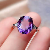 Purple Amethyst Gemstone Ring For Women Fine Jewelry