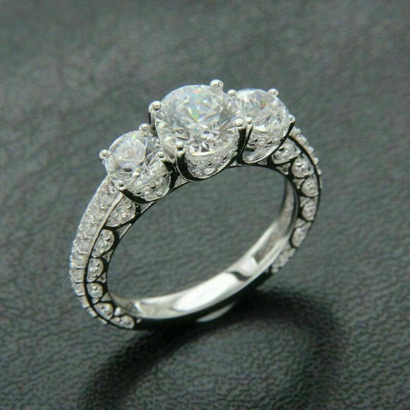 Dazzling Silver Engagement Ring Women Zircon Wedding Jewelry