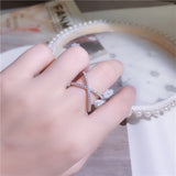 Luxury Cross Diamond Ring X Shape for Women Anniverssary Jewelry