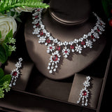 Red Ruby Water Drop Jewelry Set for Women Necklace Wedding Jewelry