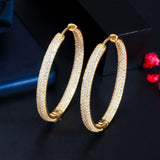 Big Circle Round Hoop Earrings Double Sided Zircon for Women Gold Jewelery