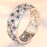Blue Sapphire Silver Ring Engagement Wedding Jewelry