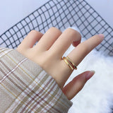 Silver Double Layer Ring Opening Luxury Handmade Jewelry Gift