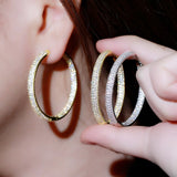 Big Round Double Hoop Earrings Gold Zircon for Women Jewelery