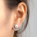 Round Golden Moon Stud Earrings for Women Anniverssary Jewelry