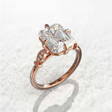 Square White Sapphire Ring Rose Gold Engagement for Women Jewelry