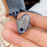 Luxury Retro Full Inlaid Ring for Women Party Anniversary Jewelry