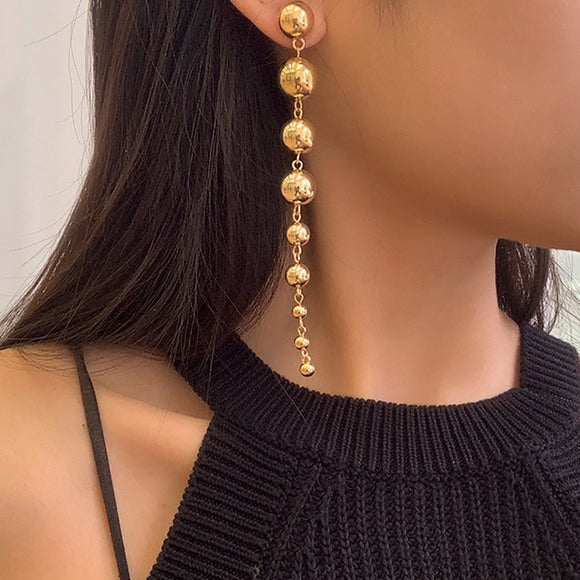 Gold Beads Ball Dangle Earrings for Women Anniverssary Jewelry
