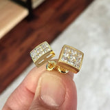 Luxury Gold Square Stud Earrings Women Wedding Jewelry