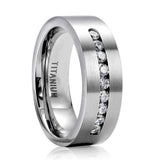 Inlay Sapphire 8mm Ring Engagement Wedding Women Jewelry