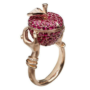 Luxury Pink Apple Wedding Ring for Women Anniversary Gift Jewelry