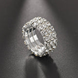 5 Rows Sapphire Elastic Bridal Ring for Women Wedding Party Jewelry
