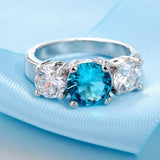 3 Stone Bridal Band Ring 925 Silver Women Wedding Engagement Jewelry