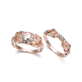 Shiny Zircon Gemstone Ring Set Women Wedding Rose Gold Jewelry