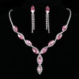 Luxury Pink Zircon Wedding Jewelry Sets for Women Bridal Jewelry