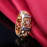 Gold Hollow Band Ring Zircon Engagement Wedding Jewelry