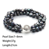 Black Baroque Freshwater Pearl Bracelets Jewelry Bangle for Women